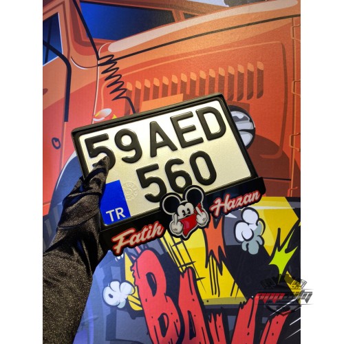 Mickey Mouse İsimli Özel Tasarım Pleksi Motosiklet Plakalık